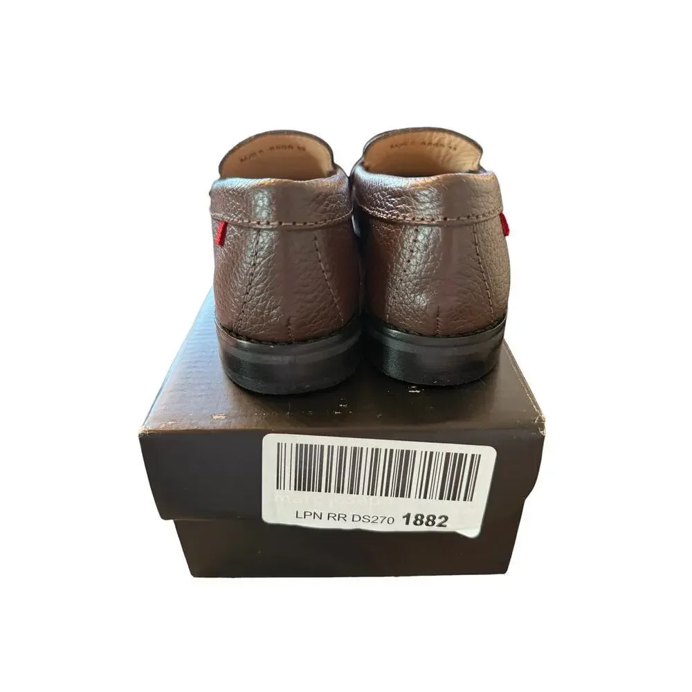 Marc Joseph Kids Brown Grainy Union Street Moccasin Loafer Shoes Size 13